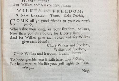 Campaigning in the Streets of London: An Early Wilkes Ballad  